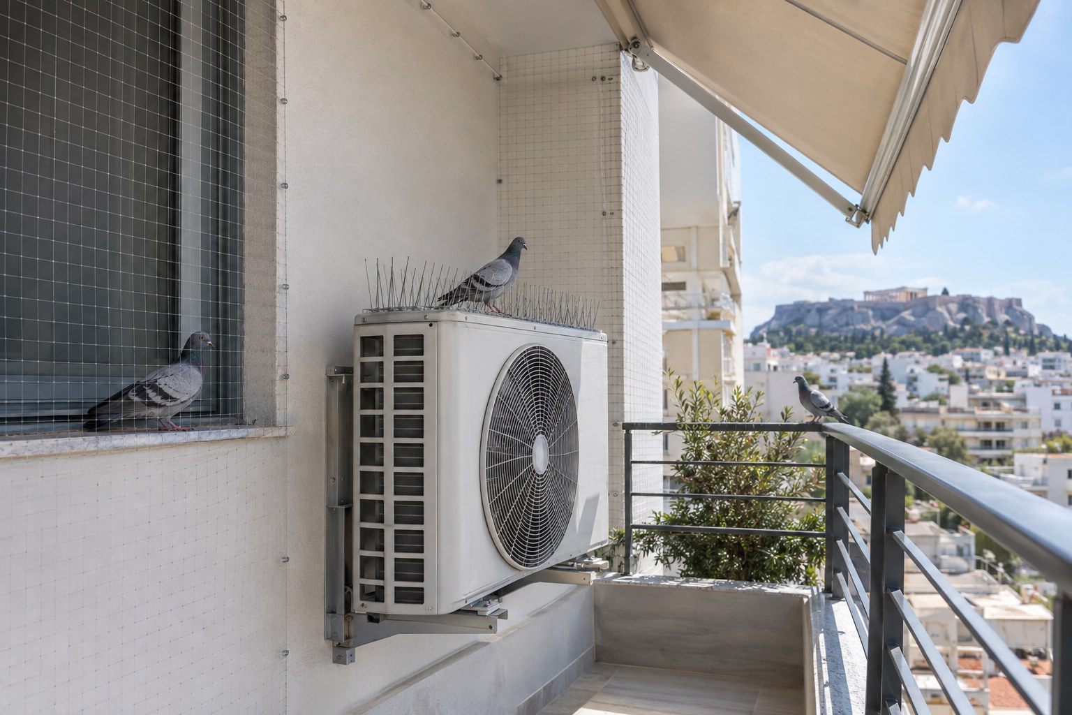 Περιστέρια σε κλιματιστικό, τέντα και περβάζι με επαγγελματική λύση απώθησης