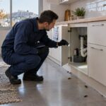 Επαγγελματικός έλεγχος για κατσαρίδες σε σύγχρονη κουζίνα το φθινόπωρο