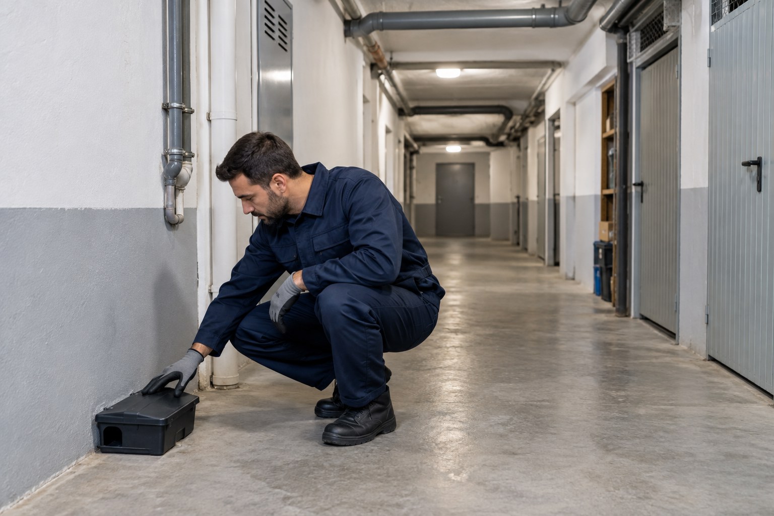 Επαγγελματικός έλεγχος για ποντίκια σε υπόγειο πολυκατοικίας
